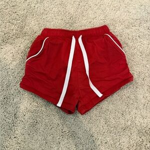 Red Athletic Shorts with White Trim